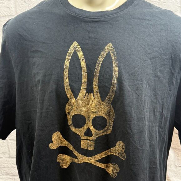 Psycho Bunny Graphic Rabbit Skull And Crossbones Men's 3XLT T-Shirt Gold - Picture 3 of 7